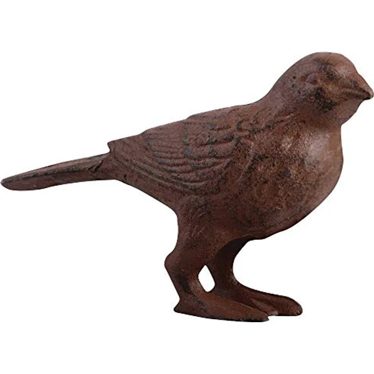 Esschert Design Gartenfigur, Skulptur Motiv Vogel, stehend, aus Gusseisen in braun, ca. 12 cm x 4,5 cm x 8 cm – Bild 2