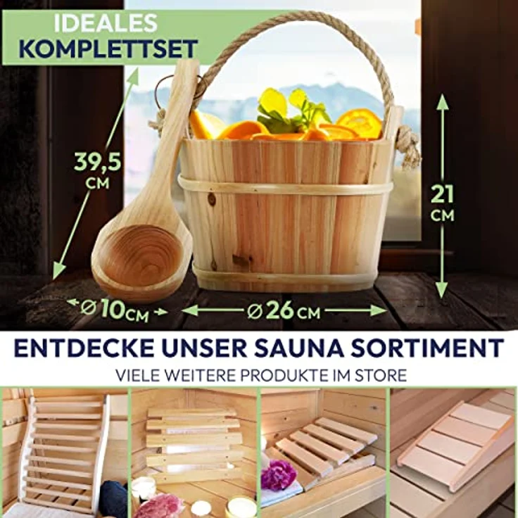Saunakübel + Holzkelle Sauna Set Kübel Saunaeimer Saunazubehör Kübel – Bild 3