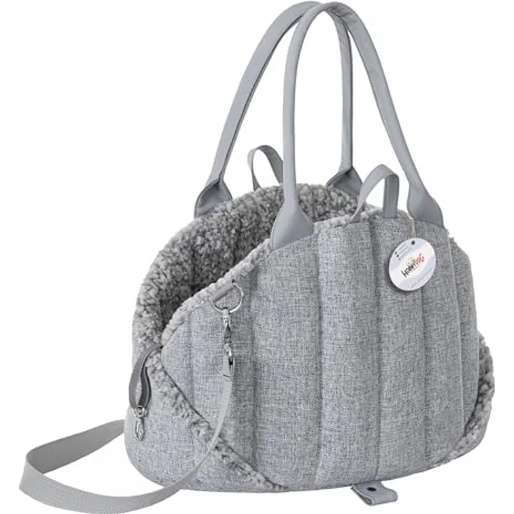 DOGGY Hundetasche, Tragetuch, Tragetasche, Höhenverstellbar, Transportbox, Reise, 38x24x28 cm, Asche Inari