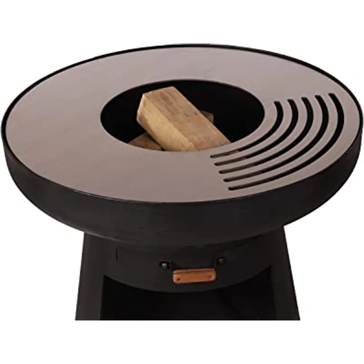 Purline Efp55R Holzkohlegrill mit runder Stahlplatte und Rost, 60cm Durchmesser, Cortenstahl, inkl. Schutzhülle, schwarz – Bild 6
