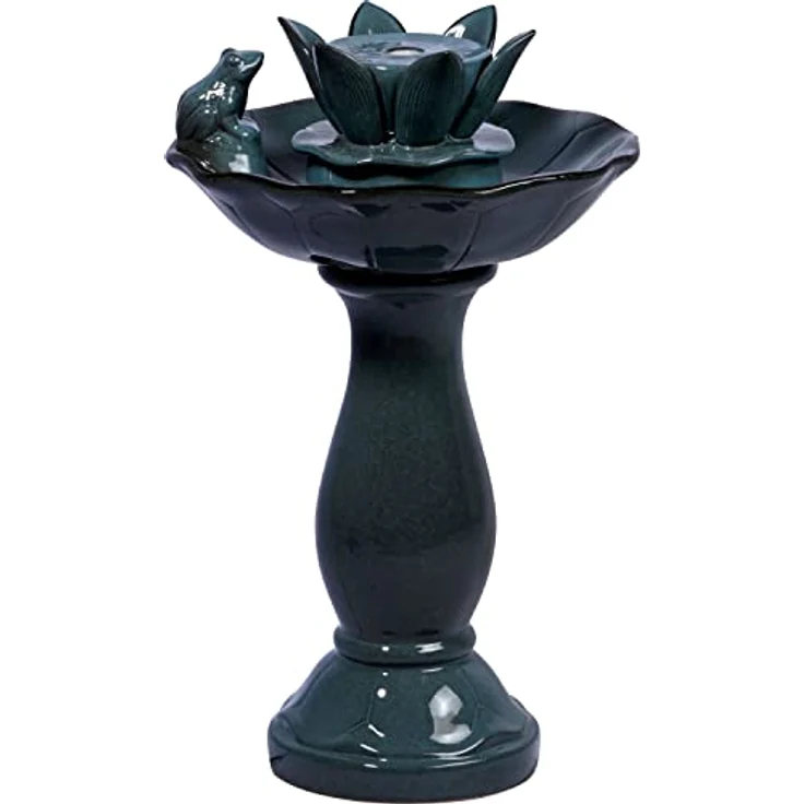 dobar® 96091e Design Solarbrunnen Helena Keramik | Gartenbrunnen Outdoor | Terrassenbrunnen aus Polyresin | Zierbrunnen Outdoor |Design Springbrunnen Kunststein | 39 x 39 x 64 cm | Grün – Bild 2