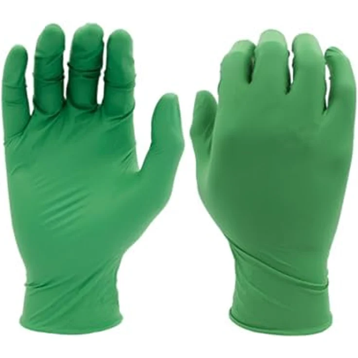 SHOWA 6110PF, Nitril - Beschichtung, Einweghandschuh, Grün, 7/S – Bild 2