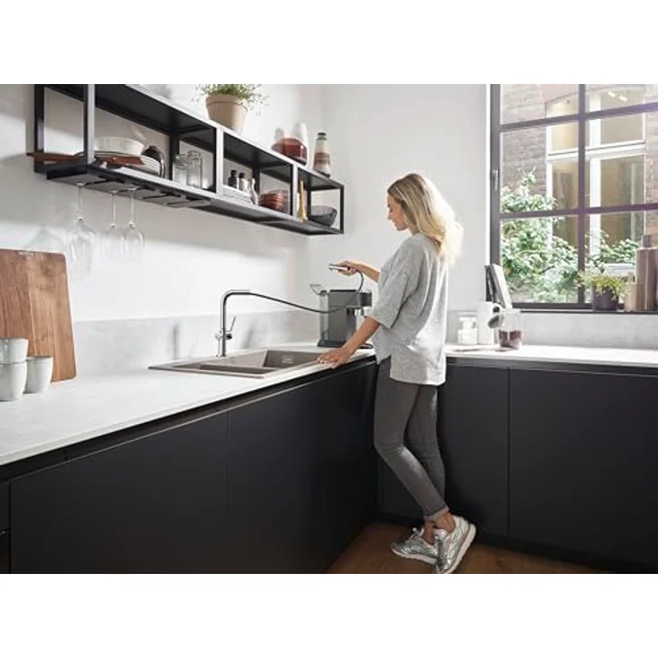 hansgrohe Talis M54 Einhebel-Küchenmischer 270, Ausziehauslauf, Chrom, mit 4-stufigem Schwenkbereich, Keramikmischsystem und integrierter Schlauchführung – Bild 4