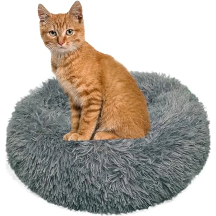 DEFACTO Hundebett, Hundekissen in Leinenoptik, Hundekorb, erhöhte Ränder, rutschfeste Unterseite Dia (Anthrazit, Gr.3XL - 120cm x 120cm) – Bild 1
