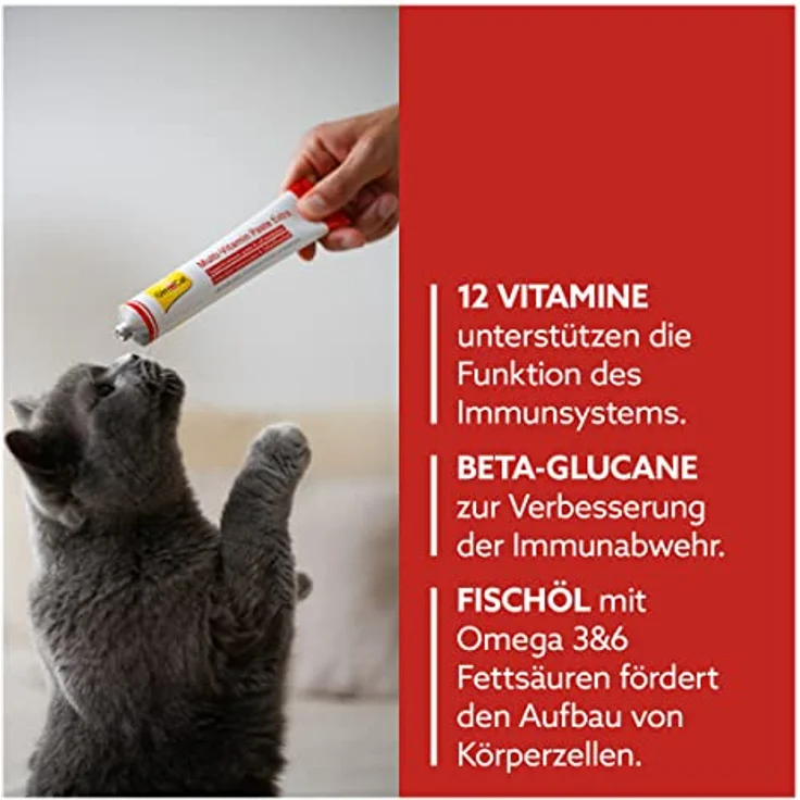 GimCat Multi-Vitamin Paste Extra - Katzensnack mit Fischöl für ein starkes Immunsystem und den Zellstoffwechsel - 1 Tube (1 x 100 g) – Bild 3