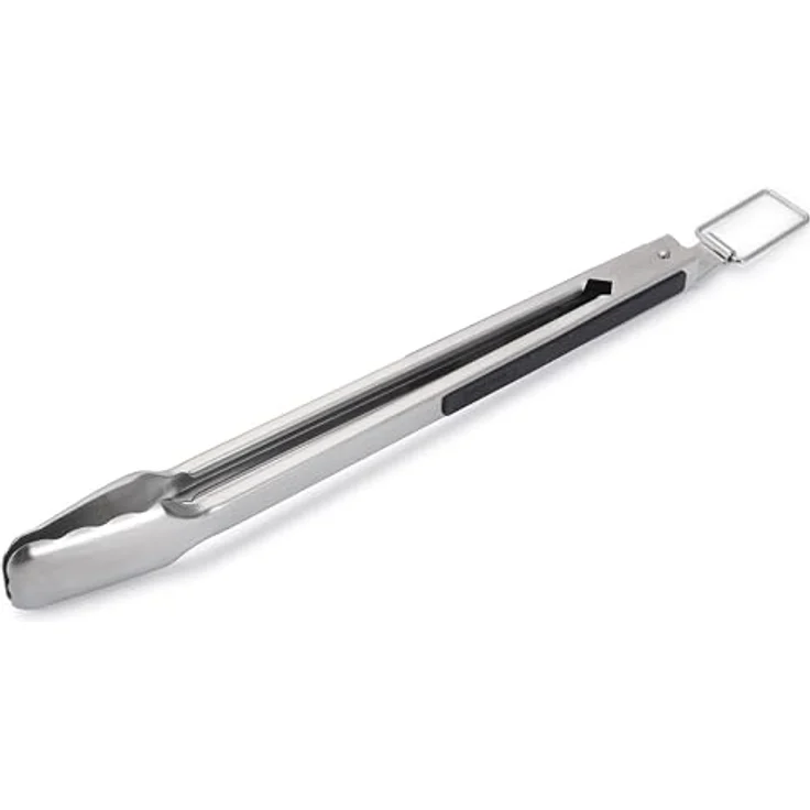 SANTOS Edelstahl Grillzange 37cm - Küchenzange - eckiger Kopf - ergonomische Handhabung - gebürsteter/rostfreier Edelstahl - starker Federmechanismus – Bild 3