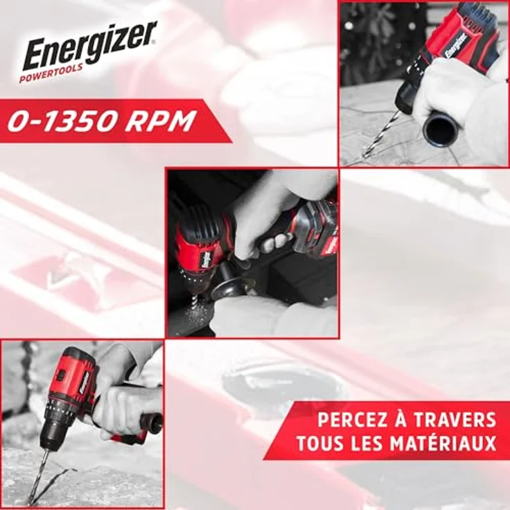 Energizer 20 V Akku-Bohrhammer, 60 Nm, 0–1850 U/min, 13 mm Bohrfutter, Drehmomenteinstellungen, Softgrip-Griff, Gürtelclip, ohne Batterie – Bild 3