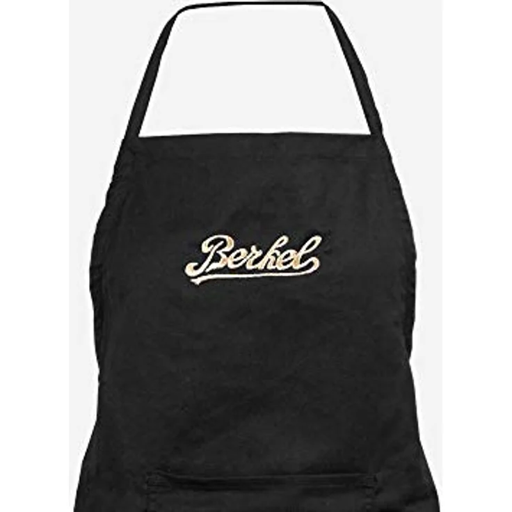 Berkel Schürze, schwarze Kochschürze aus reiner Baumwolle mit goldfarbener Logostickerei – Bild 2