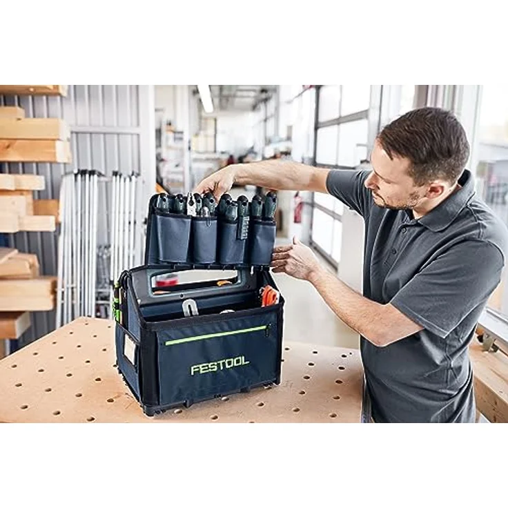 Festool Tasche T-Bag M T1/2, Werkzeugtasche zur flexiblen Verstauung, blau – Bild 3