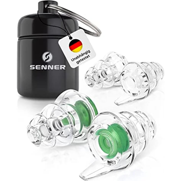 Senner Gehörschutzstöpsel MusicPro Hi-Fi Ohrstöpsel für Musiker, SNR 20 dB, transparent, ideal für Konzerte und Festivals, hypoallergen, mit Aluminium Behälter – Bild 2