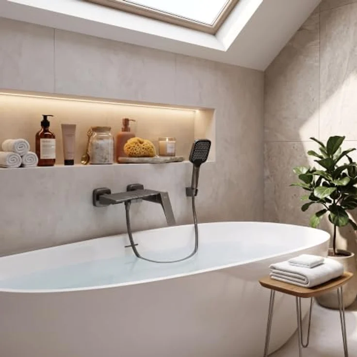wohnwerk.idee Wannenarmatur Joe PREMIUM, Wasserfallauslauf zur Wandmontage, PVD-Beschichtung – Bild 5