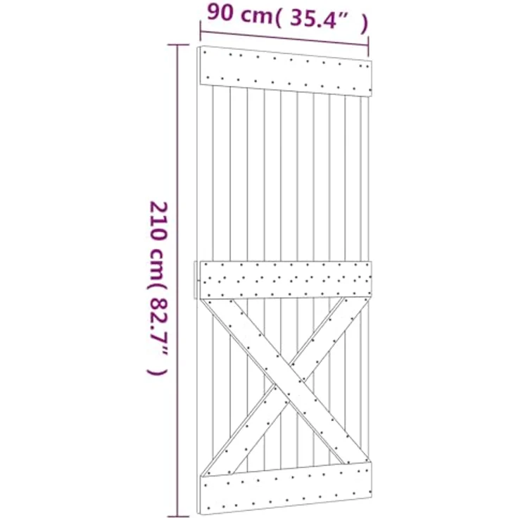 vidaXL Schiebetür 90 x 210 cm, Massivkiefer in Natürlich und Weiß, Elegantes modernes Design, platzsparend, minimalistisch, idealer Raumteiler – Bild 3