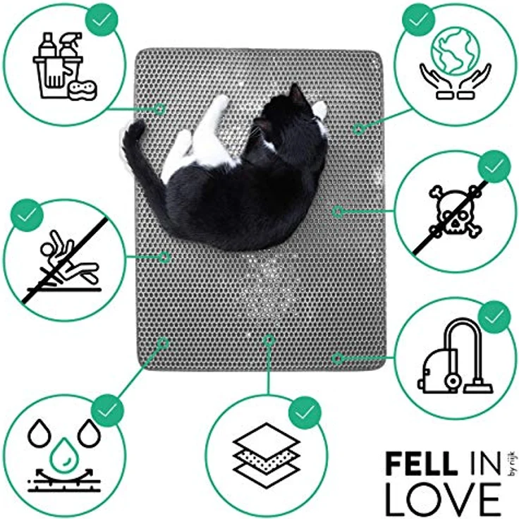 Fellou Katzenklo Matte 75x58 cm | XXL Matte Katzentoilette | perfekte Katzenstreu Matte für die saubere Wohnung | Katzenmatte Katzenklo – Bild 2