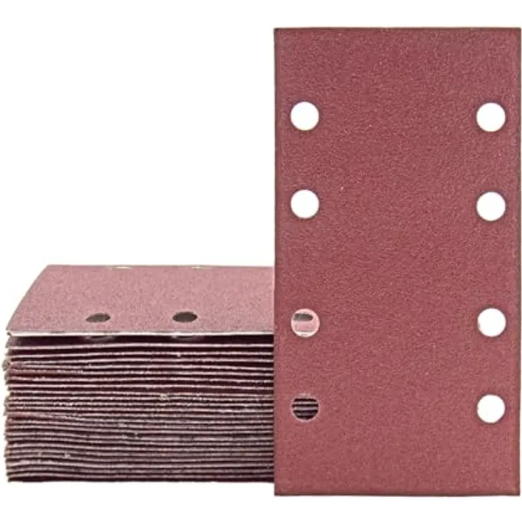 MioTools Fox Klett-Schleifblätter, 180 x 93 mm, 8-Loch, normalkorund, für Schwingschleifer, K80, 50 Stück