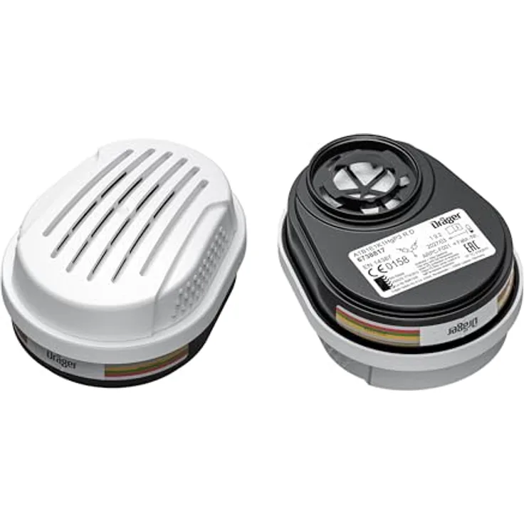 Dräger X-plore Atemschutzmaske, Kombi-Filter P3 Bajonett A1B1E1K1 Hg, Schutz gegen Gase, Dämpfe und Partikel