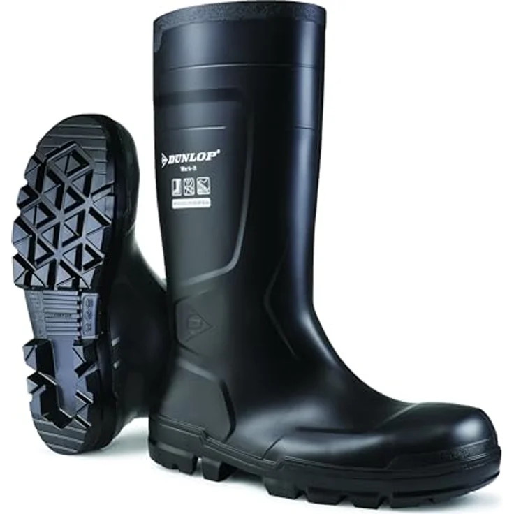 Dunlop Work-it full safety, Sicherheitsstiefel S5, wasserdicht, PVC, Größe 43, schwarz – Bild 1
