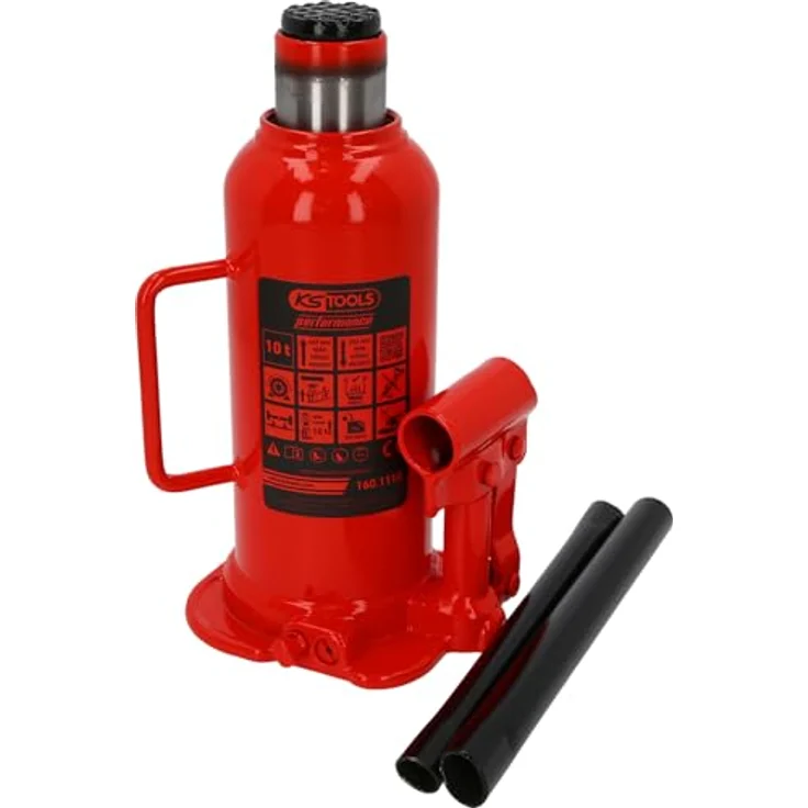 KSTOOLS ks Tools Performance Hydraulischer Flaschenwagenheber, 10000 kg, Hubhöhe: 222-447 mm, massive Stahlkonstruktion, Überlastschutz, Safety Bypass Technologie – Bild 1
