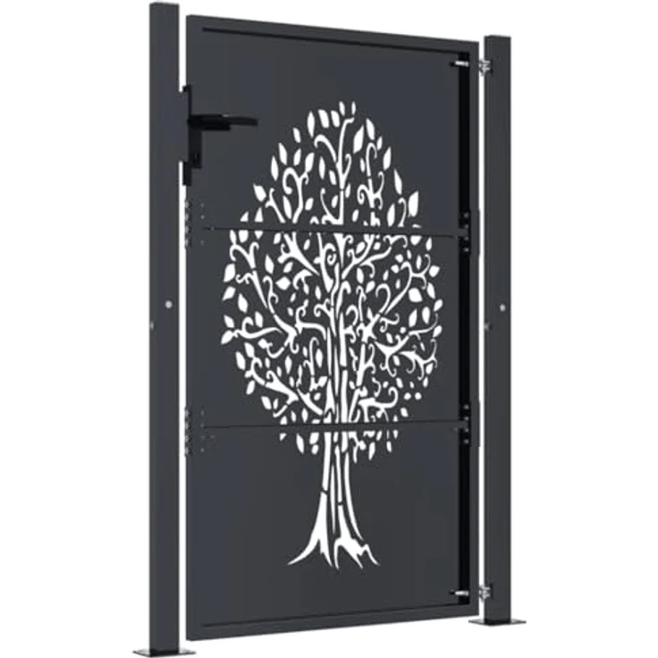 vidaXL Gartentor Anthrazit 105x130 cm Stahl Baum-Design Abschließbar Schlüsse - Preisvergleich – Bild 10