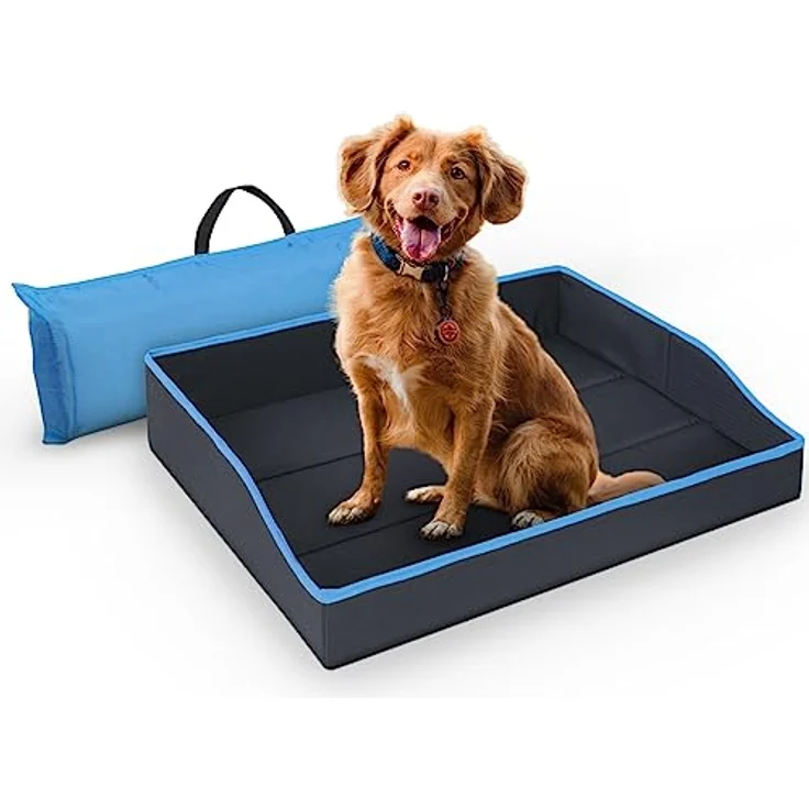 Bestlivings Faltbares Haustierbett für Kleine Hunde und Katzen - Blau - (60cm x 43cm) Reisebett - tragbares Hundebett mit stabilem Rahmen – Bild 1
