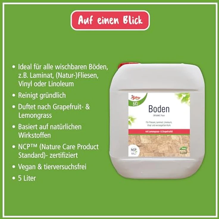 POLIBOY BIO Boden Reiniger - Universalreiniger für Bodenbeläge - streifenfrei mit Frischeduft - Vegan - 1er Pack - 5L - Made in Germany – Bild 6