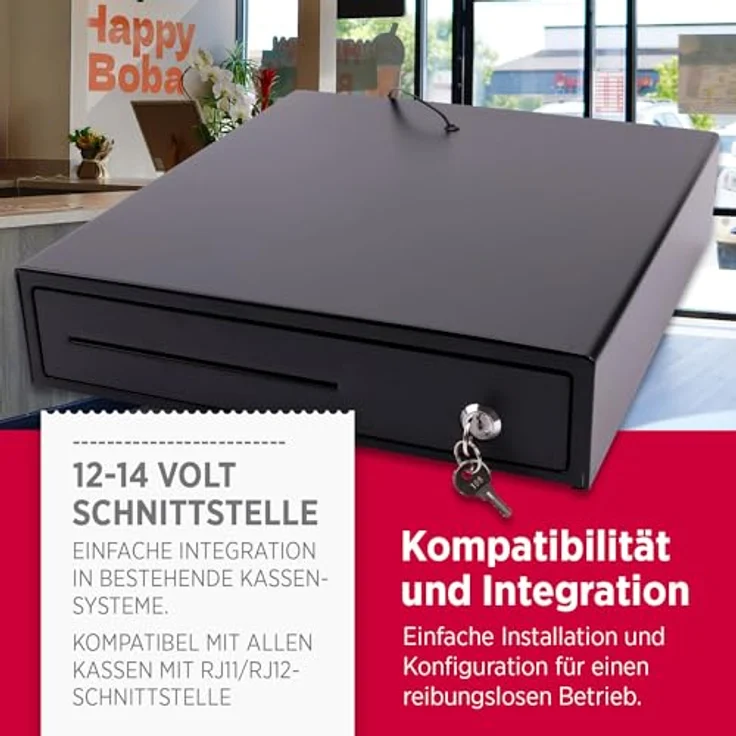 Olympia MD 335C Kassenschublade mit 4 Fächern für Banknoten und 8 für Münzen - RJ-12 12-24 Volt Anschluss - Solide Kassenschublade 36,8 x 33,5 x 9,4 cm, unversell – Bild 3