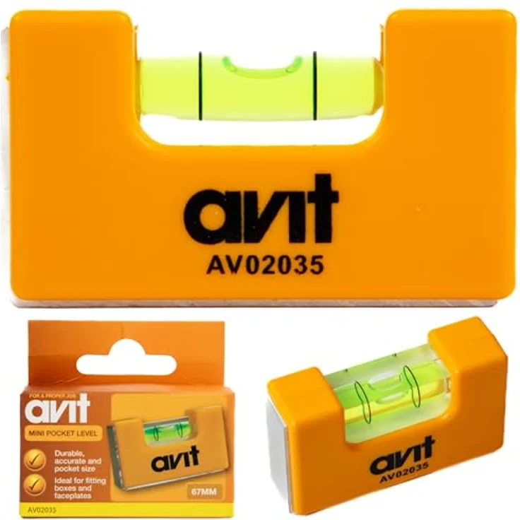 AVit Mini-Taschenwasserwaage 67 mm, magnetischer Sockel, Genauigkeit 0,75 mm/m, ideal für Dosenmontagen, AV02035 – Bild 1