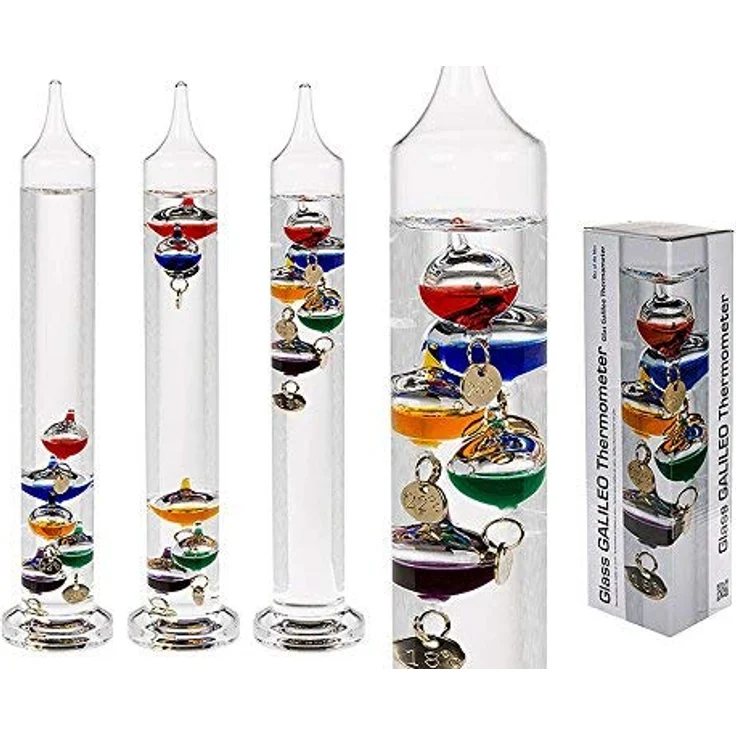 Ootb Galileothermometer, Transparent, Thermometer + Hygrometer mit Glaskugeln als dekoratives Messgerät – Bild 3
