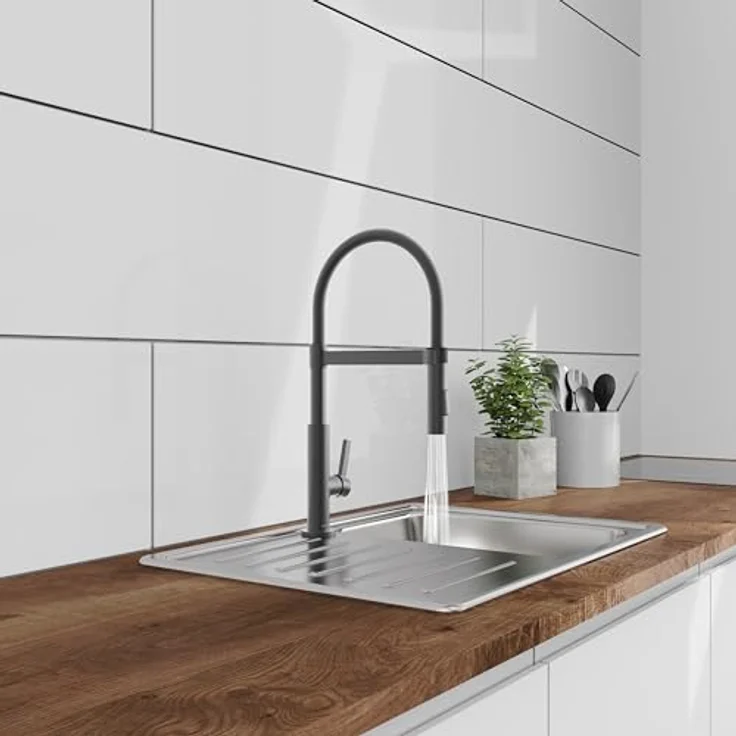 Schütte Spültischarmatur MIAMI, energiesparende Cold-Start-Technik, 360° schwenkbar, 2-fach verstellbare Geschirrbrause in Soft-Touch Qualität – Bild 8