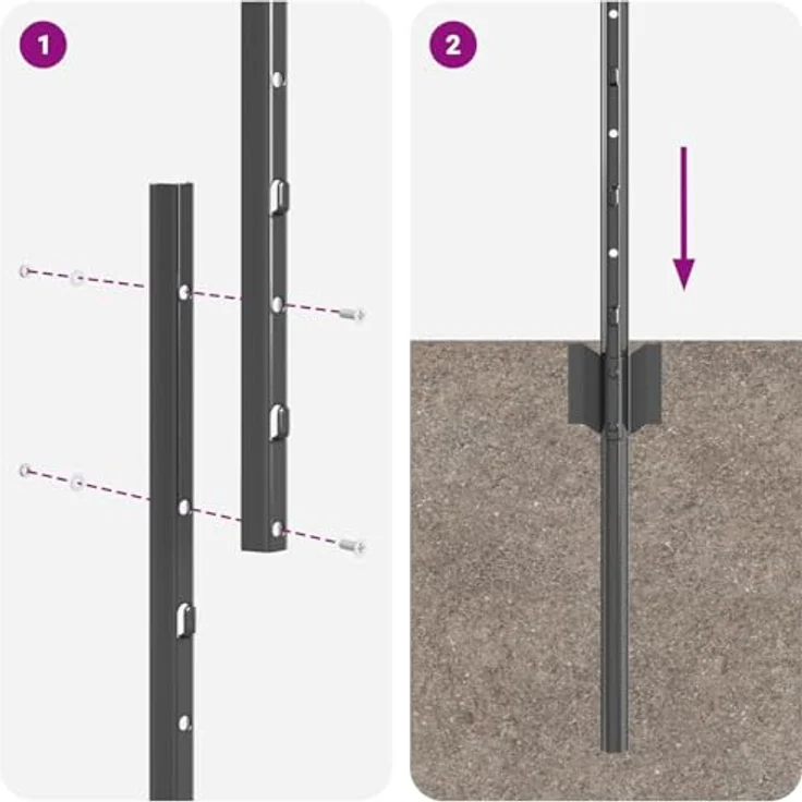 vidaXL U-Kanal Zaunpfosten, 10 Stück, grau, 100 cm, robustes Stahlmaterial für Außenbereich – Bild 6