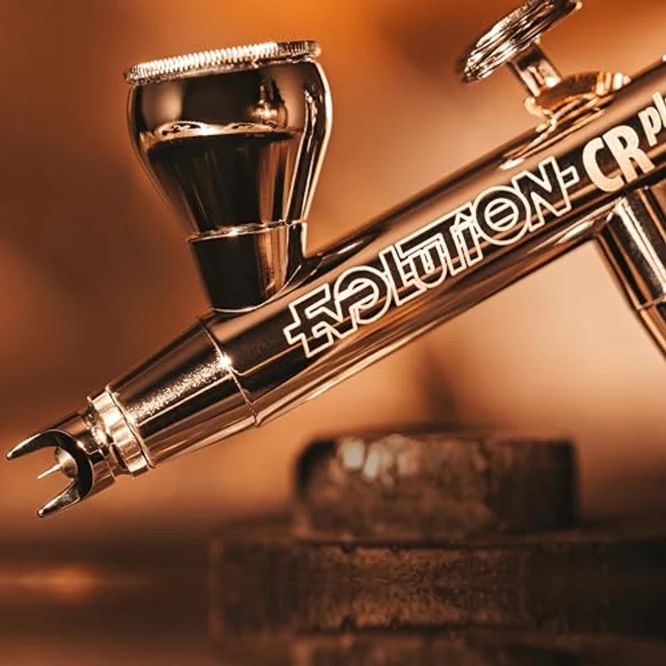 Harder & Steenbeck Evolution CRplus Solo, Schwerkraftzufuhr-Airbrush mit doppelter Wirkung, 0,28 mm, 0,45 mm oder 0,6 mm Düse, Schwarz – Bild 3