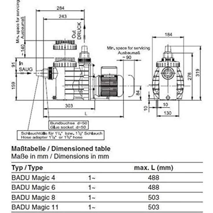 Speck Pumpen BADU MAGIC II 4, Filterpumpe für Pools bis 20 m³, 4 m³/h Umwälzleistung, 230 V, selbstansaugend – Bild 3