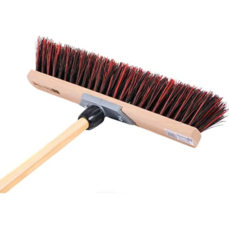 BawiTec Kehrset 40cm, ArengaMix-Borsten, Qualitäts Besen Set mit Holzgriff, inkl. Handfeger und Metall-Kehrblech, für außen – Bild 4