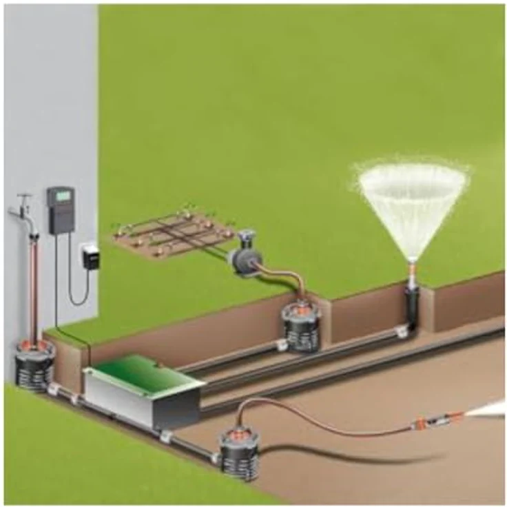 GARDENA Sprinklersystem T-Stück für Außengewinde: Verbindungsstück für Anschluss im Rohrverlauf von Versenkregner, 25 mm 1-2 Zoll- Außengewinde, Quick&Easy Verbindungstechnik (2786-20) – Bild 2