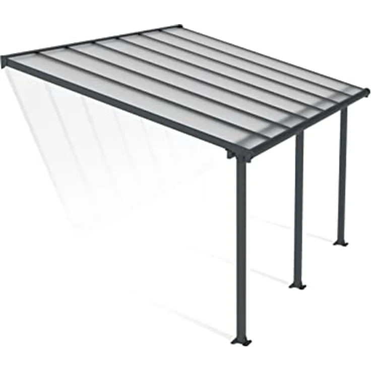 CANOPIA Terrassenüberdachung Alu Olympia 3X4.25 Grau, Polycarbonat Hohlkammerplatten Pergola 425 x 295 cm - Klassisch & Elegant, umfassender UV-Schutz