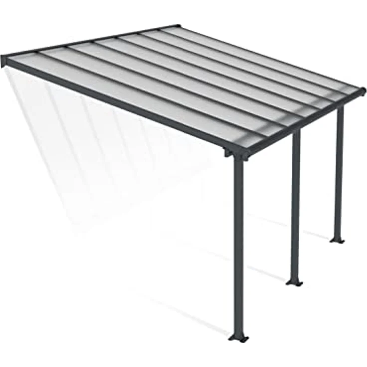 CANOPIA Terrassenüberdachung Alu Olympia 3X4.25 Grau, Polycarbonat Hohlkammerplatten Pergola 425 x 295 cm - Klassisch & Elegant, umfassender UV-Schutz – Bild 1