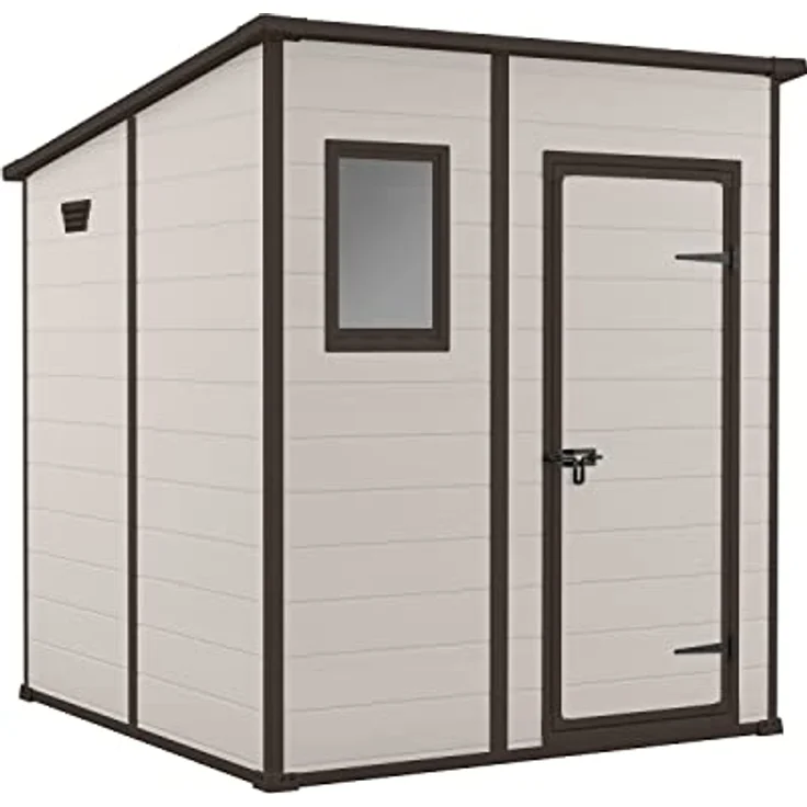 Keter Gerätehaus Manor Pent 6X6, Beige, Abmessungen außen BxTxH: 183,5x85x200cm, wetterfest, Flachdach – Bild 1