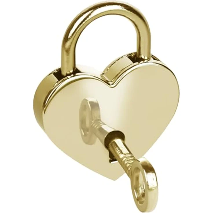 HMF Mini Deko Vorhängeschloss in Herzform, gold glänzend, mit Schlüssel, 5,9 x 5 x 0,8 cm – Bild 2