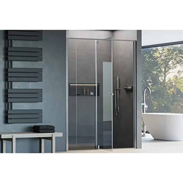 NEXTREND Nischendusche NT606 FLEX, Drehtür an Festfeld mit 6 mm Nano Klarglas, Breite 1000 mm, Profilfarbe Chrom – Bild 2