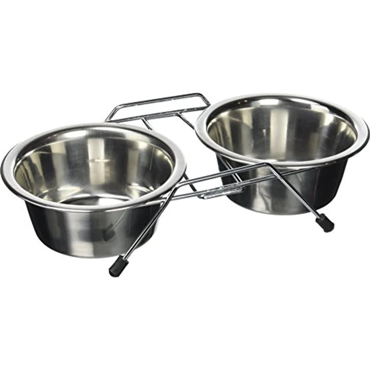 Kerbl Doppelnapfständer inklusive 2 Edelstahlnäpfen, kein Wegrutschen, Standfest – Bild 3