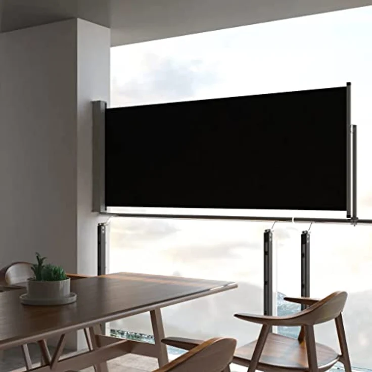 vidaXL Seitenmarkise Ausziehbar 100x300 cm Schwarz Sichtschutz Sonnenschutz – Bild 2