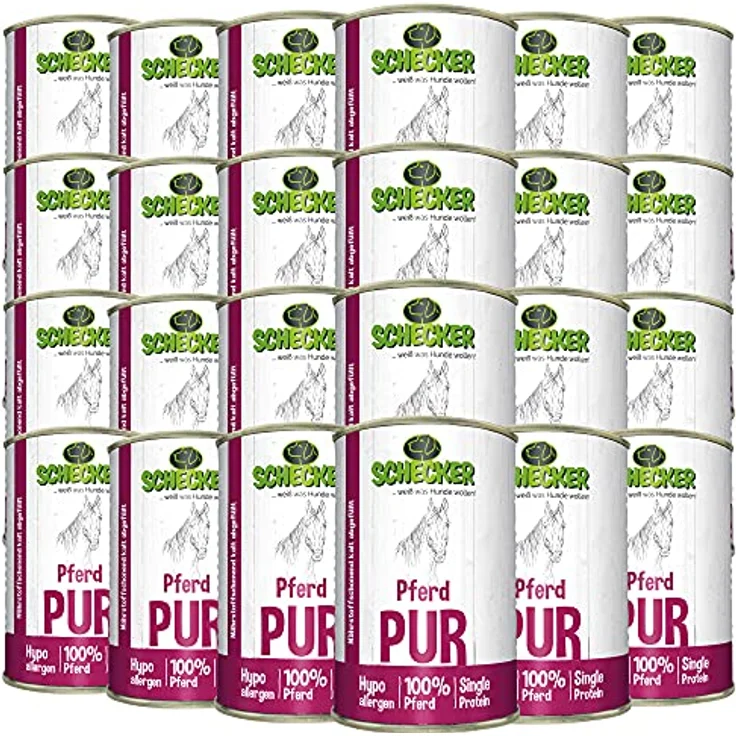 Schecker Nassfutter - 100% Pferd pur - geteidefrei - hypoallergen - echte, Reine Qualitätsware - 24 x 410 g – Bild 1