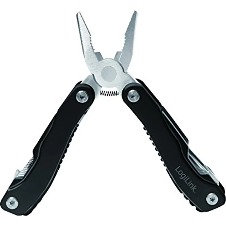 LogiLink WZ0044 11 in 1 Multitool, multifunktionales Überlebenswerkzeug im Taschenformat mit Zange, Schwarz/Silber, ideal für Autofahrten und Outdoor-Abenteuer – Bild 2