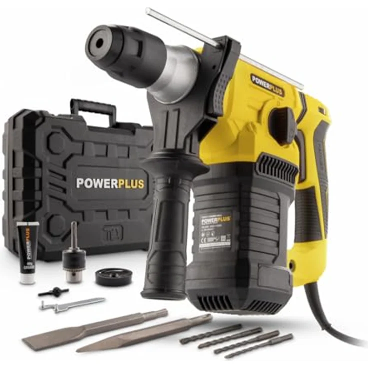 POWERPLUS POWX1197 Kombibohrmaschine, 1500 W, 4-in-1, Schlagbohren, Meißeln, SDS-Plus, im Set mit Koffer und Zubehör für Holz, Stahl und Beton – Bild 1
