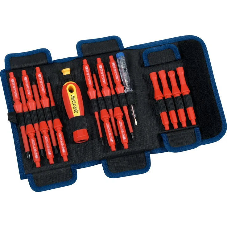 HEYTEC VDE-Elektrikersatz Werkzeugkoffer, 18-tlg. mit praktischer Rolltasche für Hochspannungsarbeiten bis 1000 V