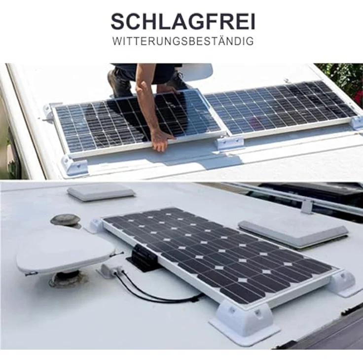 enjoy solar ABS Montage Set für Solarmodule, 7 Teile in Schwarz, inklusive Dachdurchführung und robusten Halterungen für Wohnmobile und Boote – Bild 3
