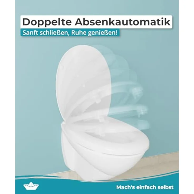 Calmwaters WC-Sitz erhöht 5 cm mit Griff, Absenkautomatik, antibakteriell, Duroplast, Made in EU, Modell 26LP6230 – Bild 2