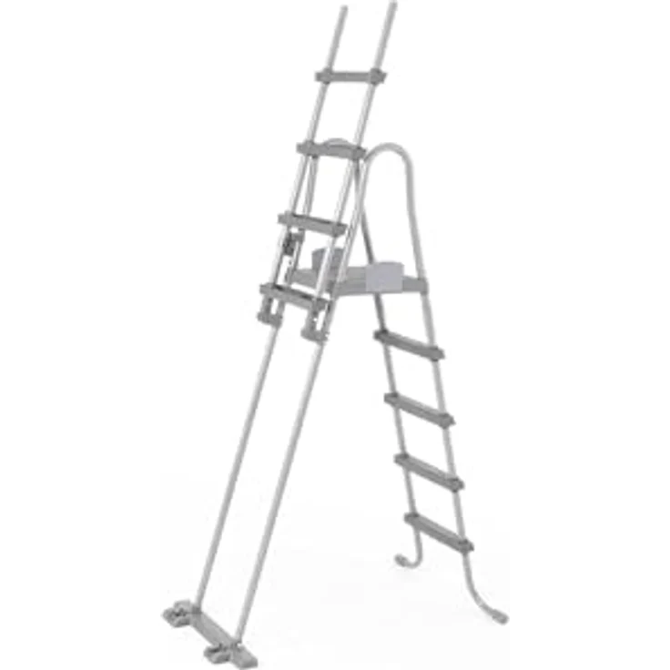 Bestway Flowclear Sicherheitsleiter, Poolleiter mit Kindersicherung durch hochklappbaren Einstieg, 132 cm – Bild 2