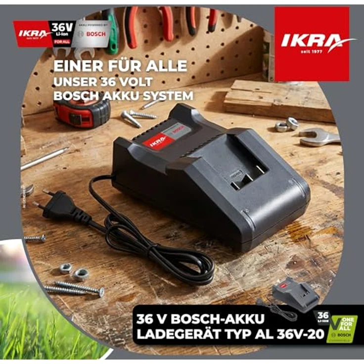 IKRA BOSCH Ladegerät 36 Volt AL 36V-20, schnelles Ladegerät mit LED-Anzeige und intelligenter Überlastsicherung – Bild 2