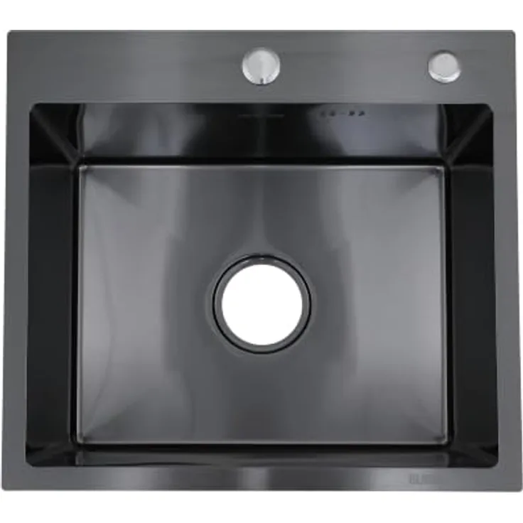Faizee Home Future Serie Edelstahlspüle Schwarz 30/40/50x45x22 cm, Einbauspüle aus SUS304 mit Spülkorb, Seifenspender, Siphon & optionaler Armatur