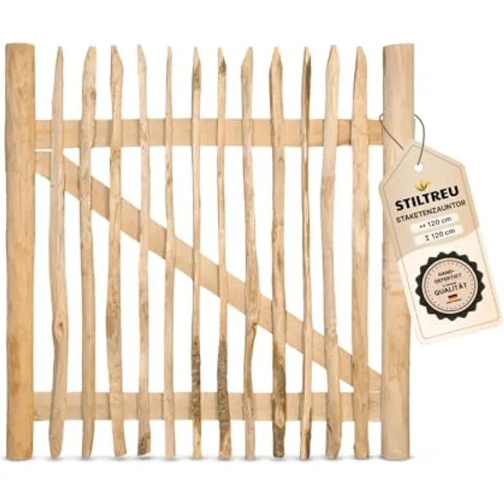 STILTREU Staketenzaun-Tor (genagelte Ausführung), Edelkastanie B120 cm H120 cm